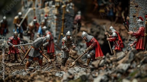 Knights digging tunnels to infiltrate castle, underground battle