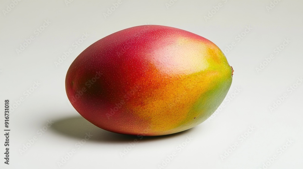 A ripe mango, isolated on white, captured with full depth of field, emphasizing the smooth skin and vibrant colors. A ripe mango, isolated on white, captured with full depth of field, emphasizing the smooth skin and vibrant colors.
