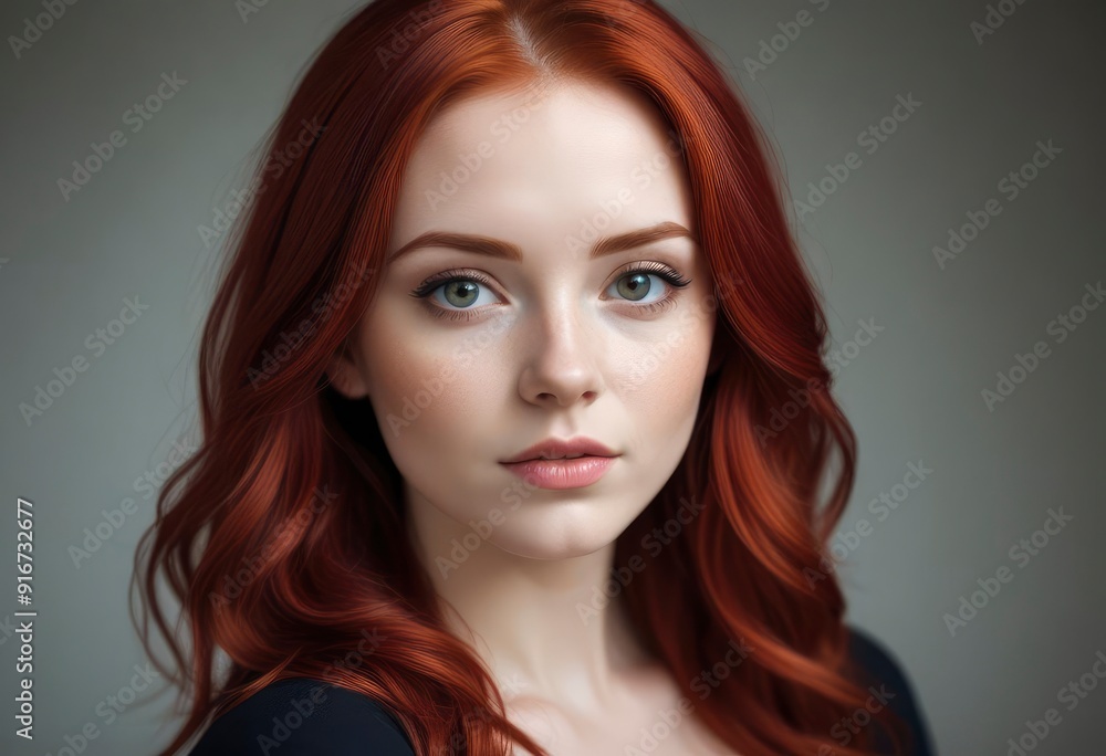 portrait of beautiful young woman with red hair, ai portrait of beautiful young woman with red hair, ai