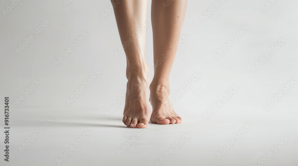 Close-Up of Bare Feet on White Background - Minimalist and Clean Aesthetic for Health, Wellness, and Beauty Concepts Close-Up of Bare Feet on White Background - Minimalist and Clean Aesthetic for Health, Wellness, and Beauty Concepts