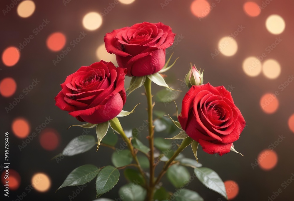red rose flower with bokeh effect background for love, ai red rose flower with bokeh effect background for love, ai