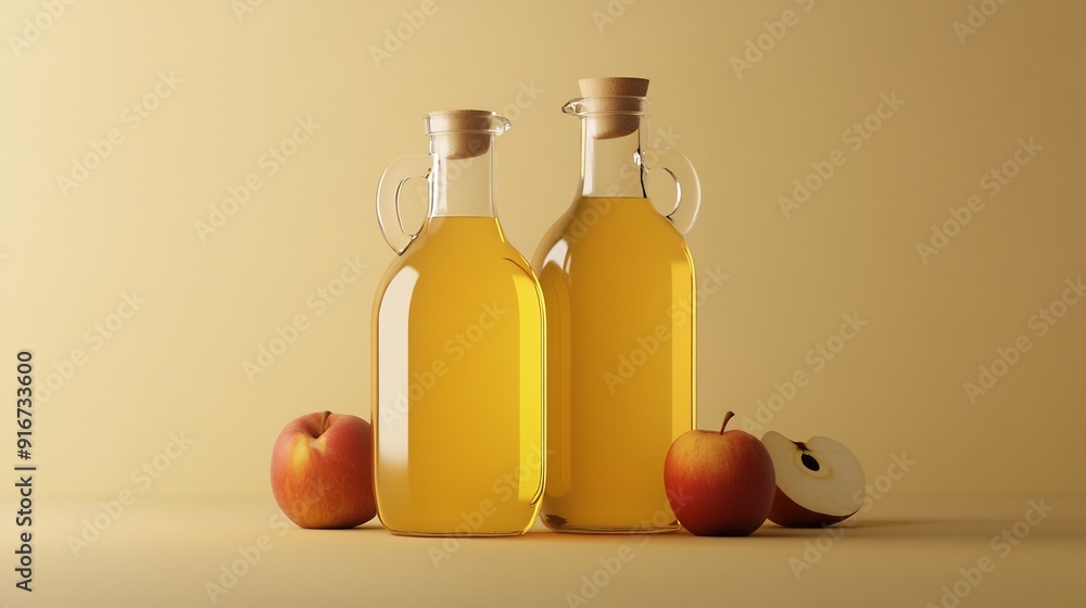 Two Bottles of Apple Cider and Sliced Apples Two Bottles of Apple Cider and Sliced Apples