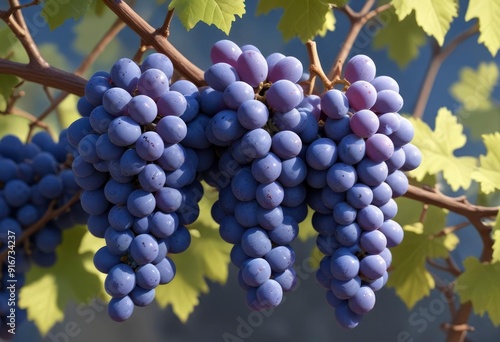 Wallpaper Mural blue wine grapes on branch and blurred background, ai Torontodigital.ca