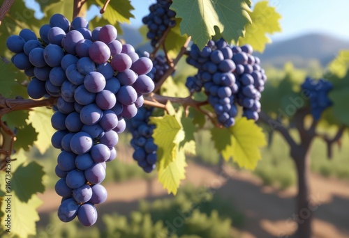 Wallpaper Mural blue wine grapes on branch and blurred background, ai Torontodigital.ca