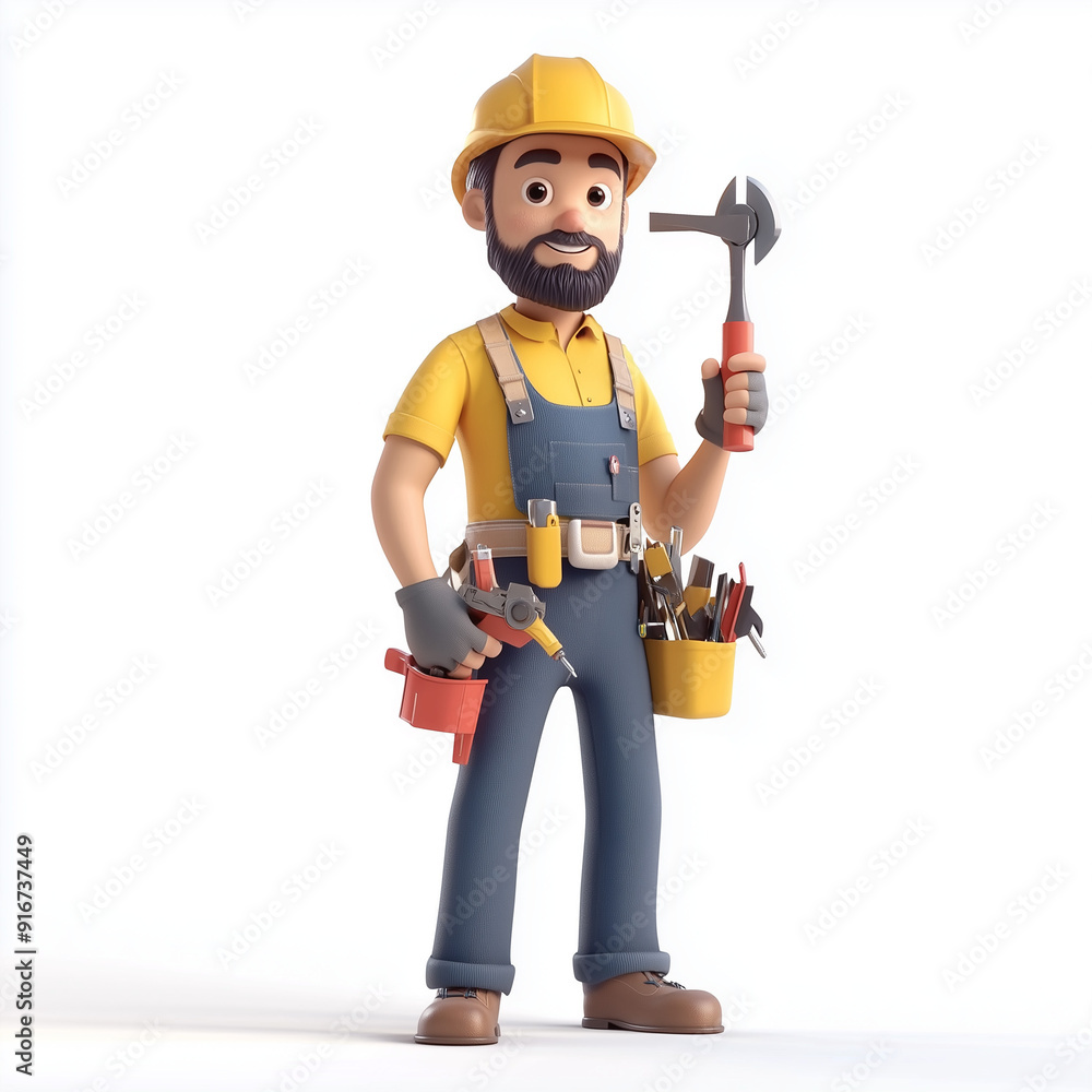 3D illustration of a man expert holding tool 3D illustration of a man expert holding tool