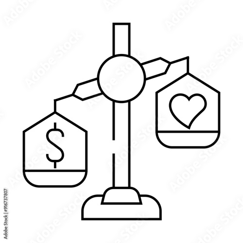 choosing between conscience and money line icon vector. choosing between conscience and money sign. isolated contour symbol black illustration