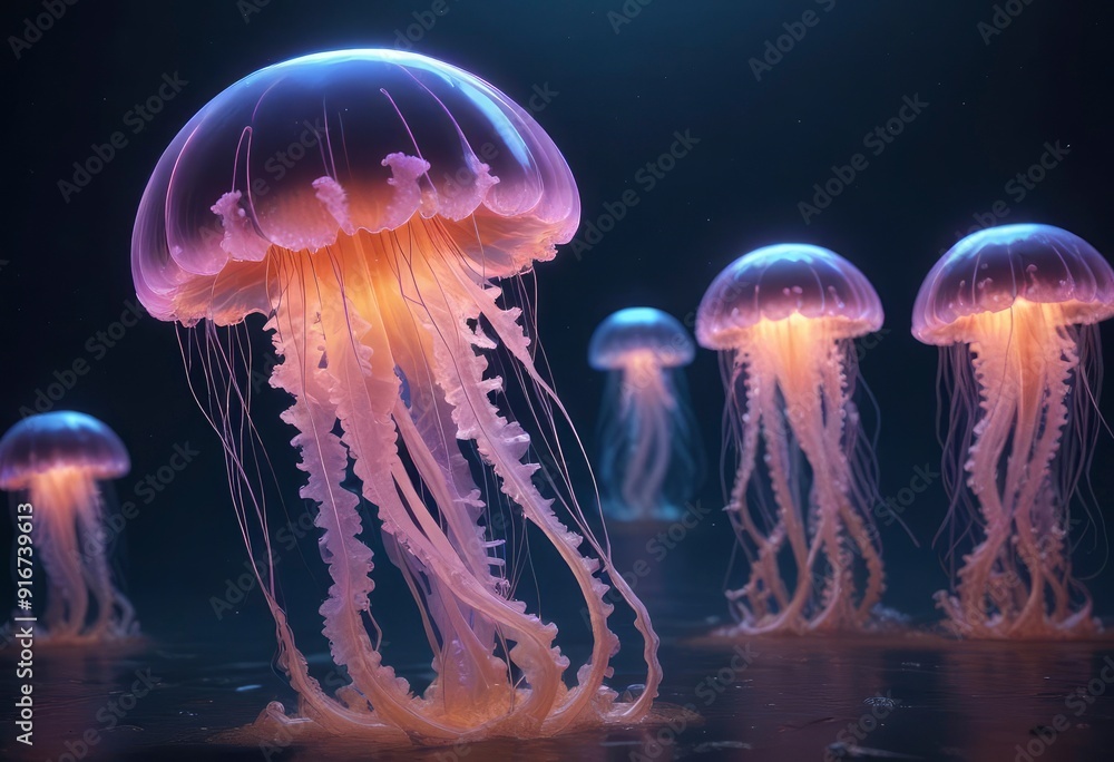 beautiful illuminated jellyfish, ai beautiful illuminated jellyfish, ai