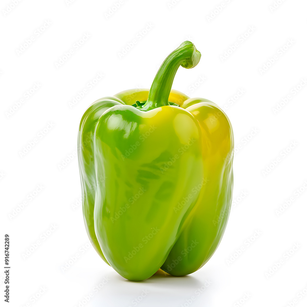 Green bell pepper isolated on white background