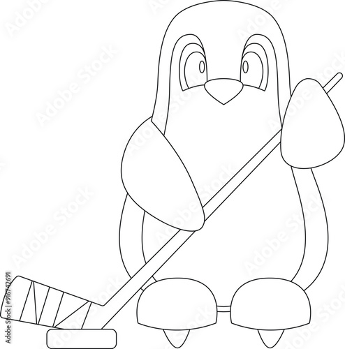 Penguin Ice hockey Ice hockey stick Animal Vector Graphic Art Illustration