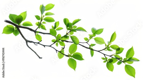 Branch Tree. Isolated Green Tree Branch with Lush Leaves in Natural Setting