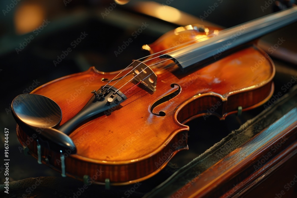 Beautiful wooden violin is waiting to be played Beautiful wooden violin is waiting to be played