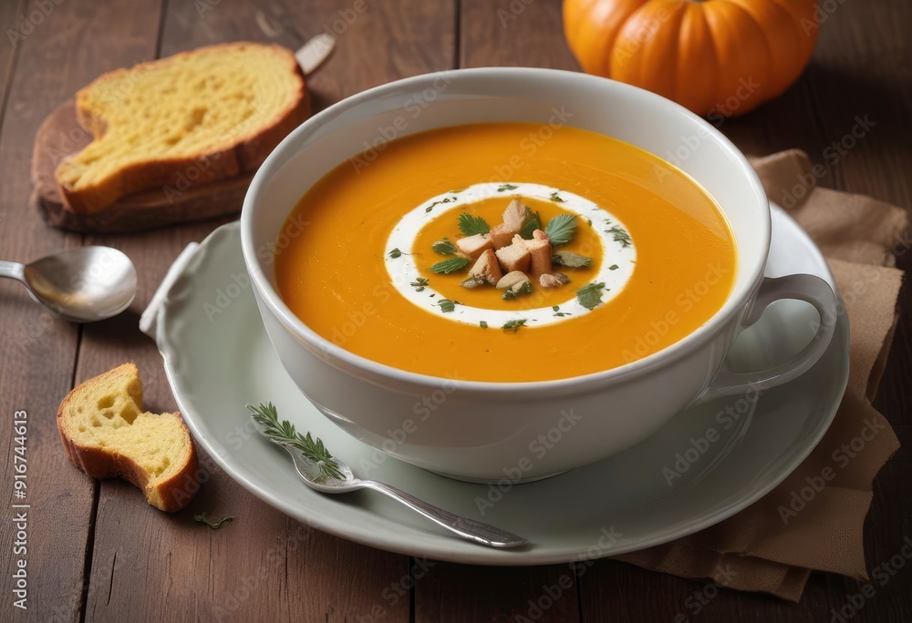 pumpkin soup with pumpkin background, ai pumpkin soup with pumpkin background, ai