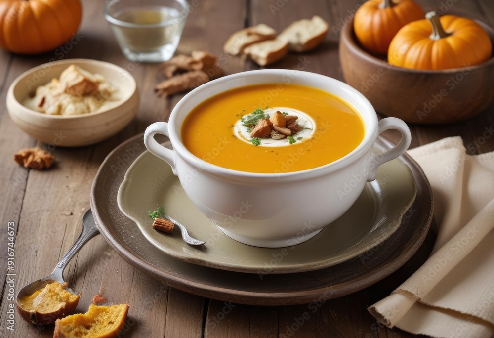 pumpkin soup with pumpkin background, ai pumpkin soup with pumpkin background, ai