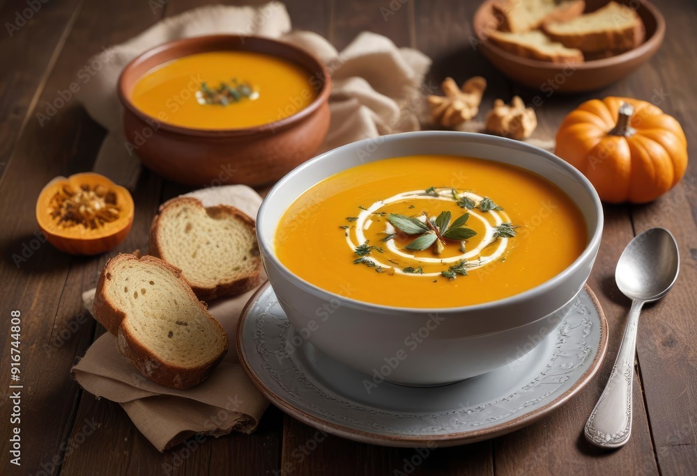 pumpkin soup with pumpkin background, ai pumpkin soup with pumpkin background, ai