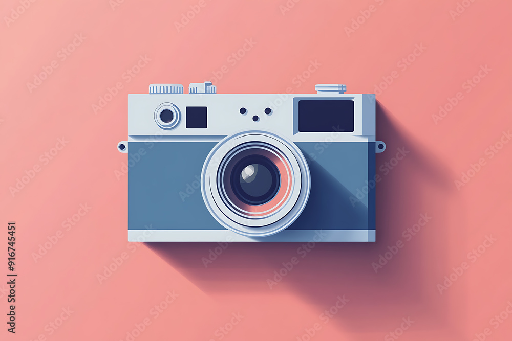 A camera icon designed in flat art style, featuring a clean and minimalist aesthetic A camera icon designed in flat art style, featuring a clean and minimalist aesthetic