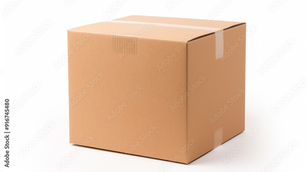 Large cardboard postal box courier parcel isolated on white. Neural network ai generated art Large cardboard postal box courier parcel isolated on white. Neural network ai generated art