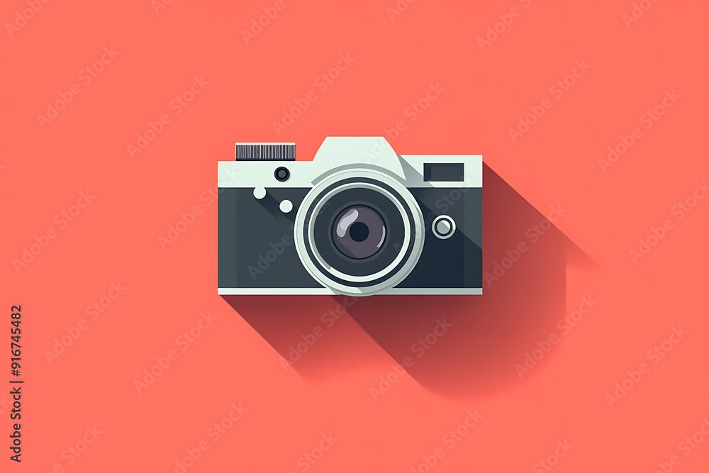A camera icon designed in flat art style, featuring a clean and minimalist aesthetic A camera icon designed in flat art style, featuring a clean and minimalist aesthetic