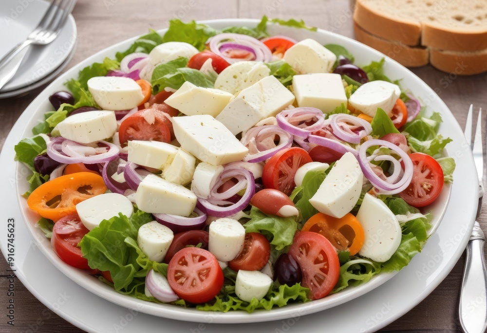 salad with feta cheese and olives, ai salad with feta cheese and olives, ai