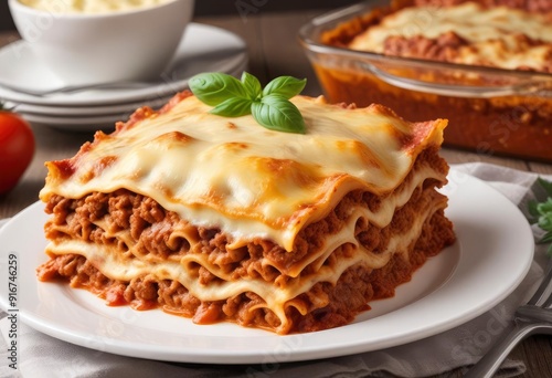 lasagna with mince and cream sauce, ai