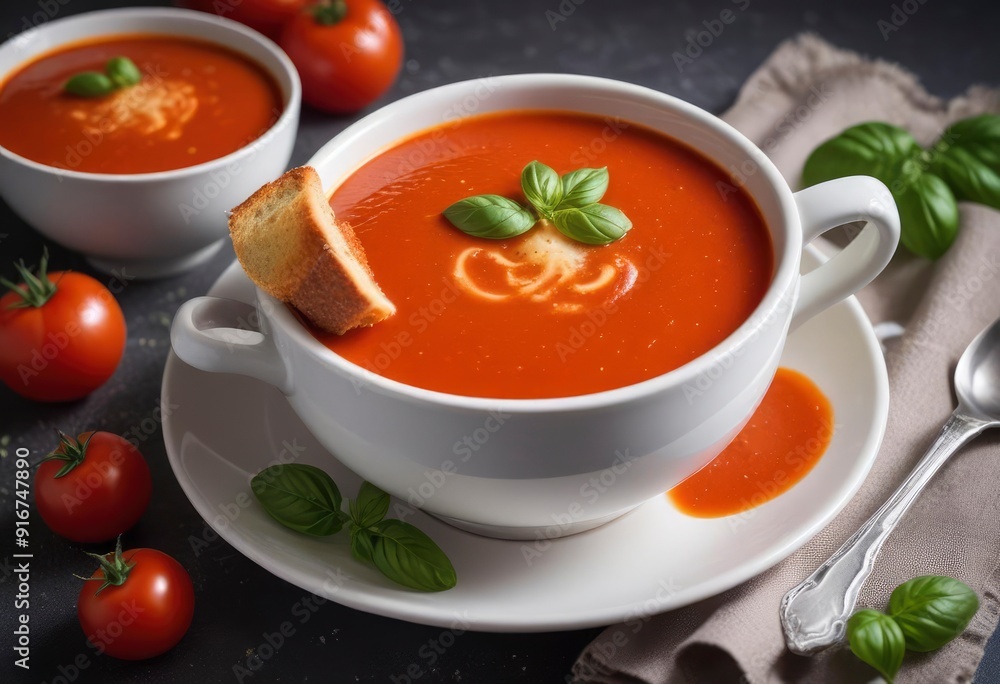 tomato soup in bowl, ai tomato soup in bowl, ai
