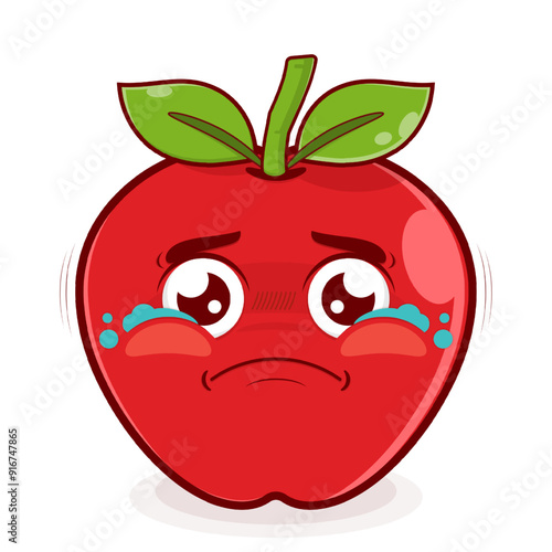 apple scared face cartoon cute