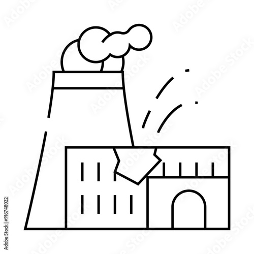 explosion at nuclear power plant disaster line icon vector. explosion at nuclear power plant disaster sign. isolated contour symbol black illustration
