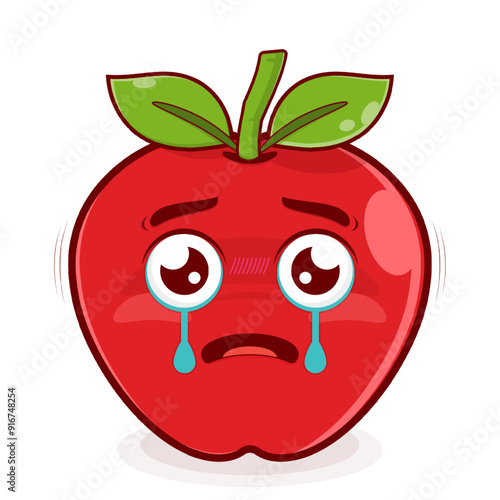 apple scared face cartoon cute