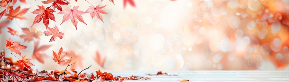 Seasonal background with autumn leaves on a pale backdrop, featuring a spacious empty area for text or graphics 8K , high-resolution, ultra HD,up32K HD Seasonal background with autumn leaves on a pale backdrop, featuring a spacious empty area for text or graphics 8K , high-resolution, ultra HD,up32K HD