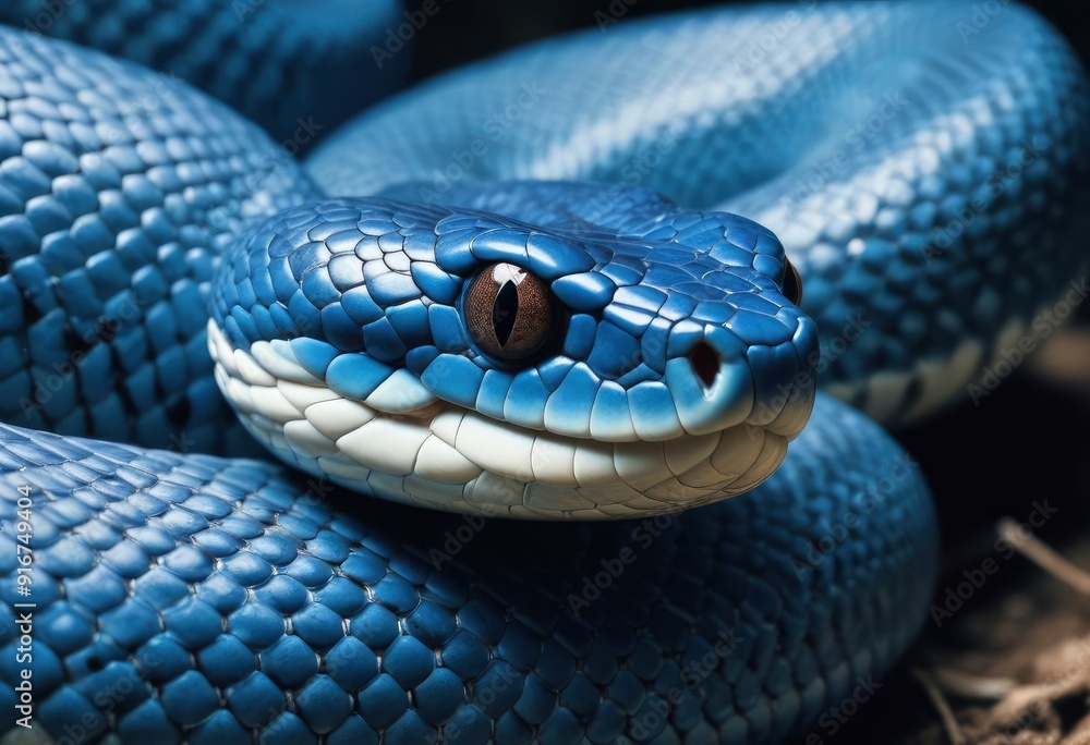 Blue viper snake closeup face, ai Blue viper snake closeup face, ai