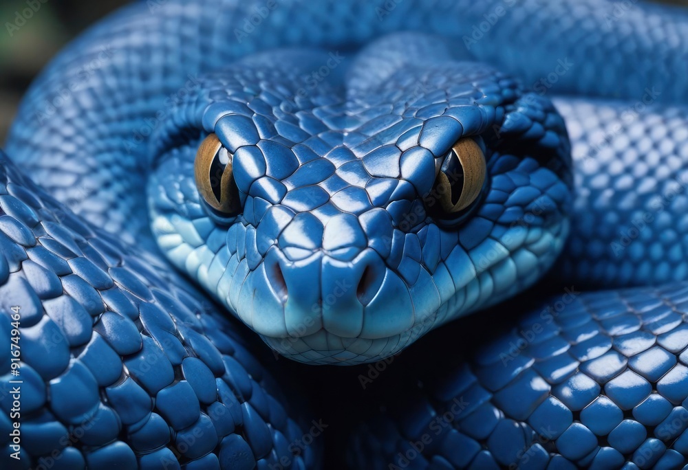 Blue viper snake closeup face, ai Blue viper snake closeup face, ai