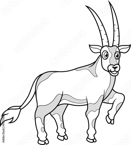 Cartoon funny oryx gazella line art