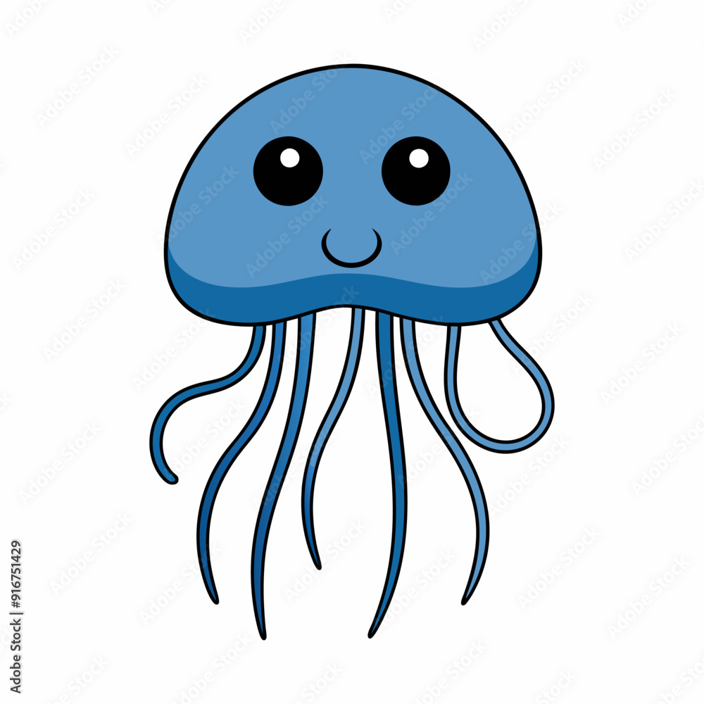 Naklejka premium a blue octopus with a blue face and a white background