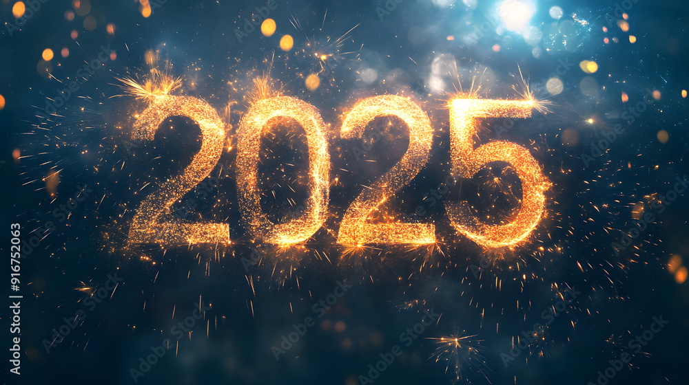New year banner or greeting card with Luminous inscription Hello 2025 New year banner or greeting card with Luminous inscription Hello 2025