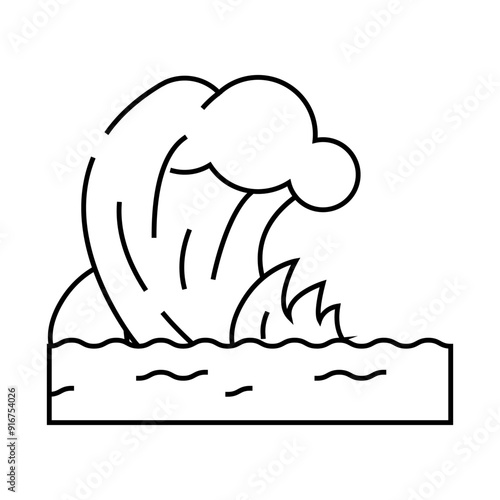 tsunami disaster line icon vector. tsunami disaster sign. isolated contour symbol black illustration