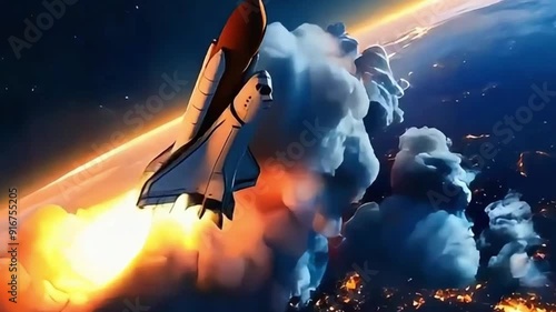 spaceship flying over the earth