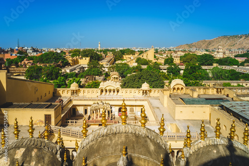 view over wind palace, aka hawa mahal, in jaipur, rajasthan, india photo