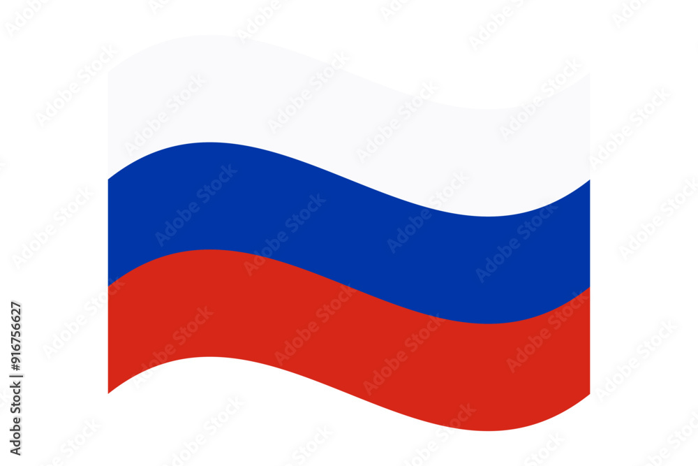 Naklejka premium Wavy flag of Russia, isolated on transparent background. Flag of the Russian Federation. Vector illustration