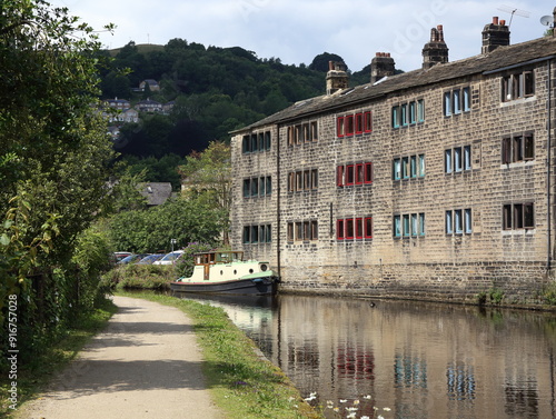 Homes by the Rochdale Canal in Hebden Bridge, Yorkshire.