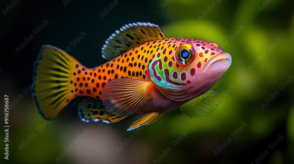 Fototapeta premium Black-Spotted Leopard Wrasse, Unique Fish