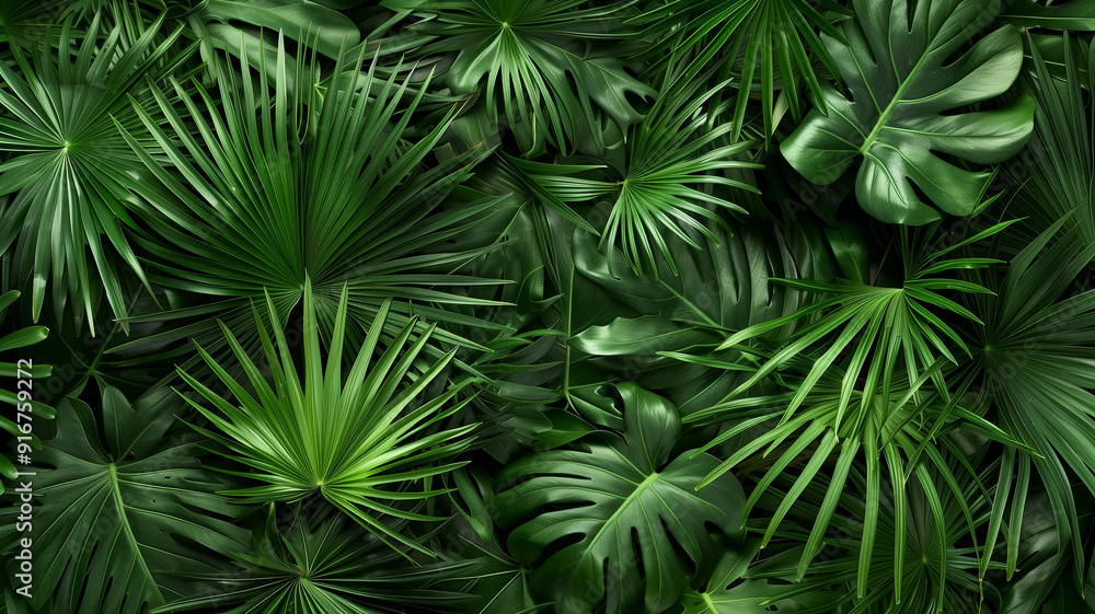 Lush Green Tropical Foliage Background Lush Green Tropical Foliage Background