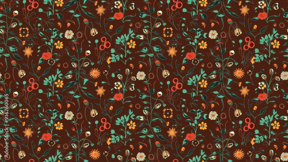 Naklejka premium Allover floral design in digital print