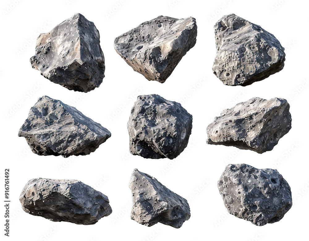 Set of asteroids, cut out Set of asteroids, cut out