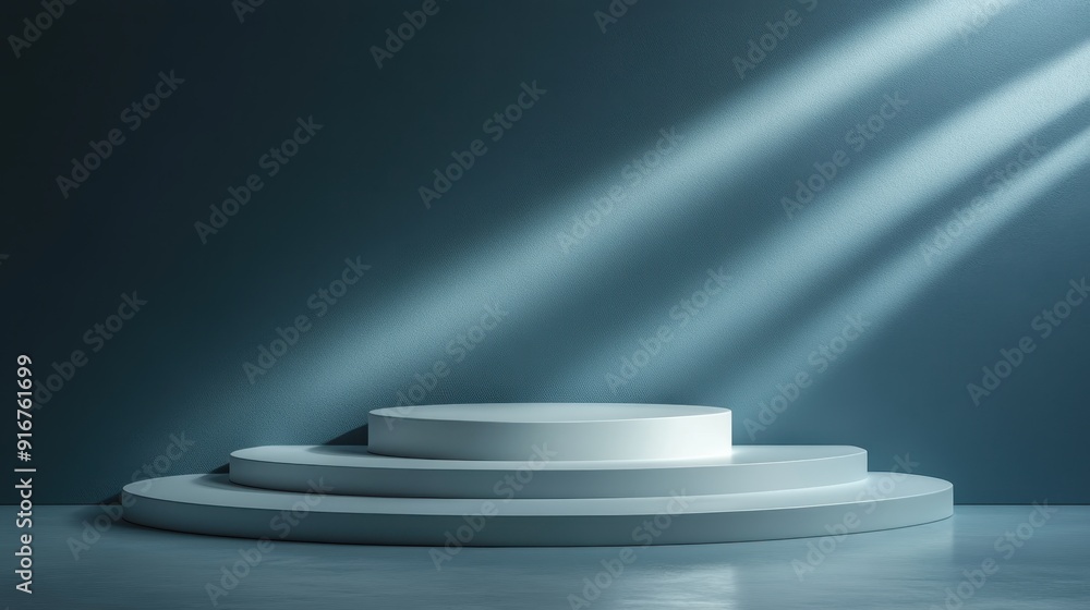 Futuristic 3D Podium on Minimalist Backdrop for Product Promotions Futuristic 3D Podium on Minimalist Backdrop for Product Promotions