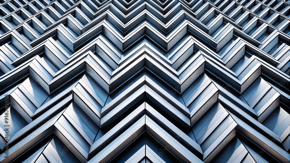 Geometric pattern of sharp black zigzag lines and stark white shapes creating a futuristic abstract architecture design element background. Geometric pattern of sharp black zigzag lines and stark white shapes creating a futuristic abstract architecture design element background.