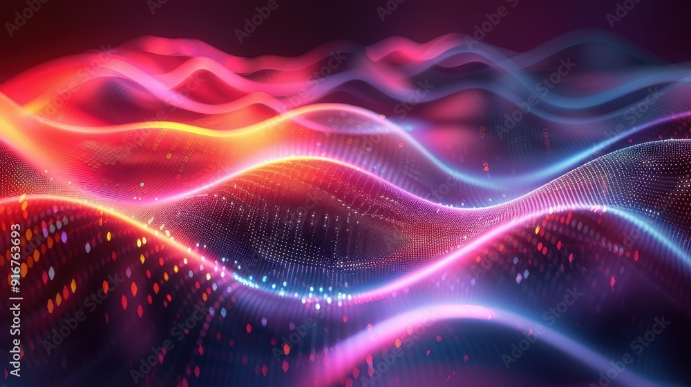 Vibrant abstract waves with colorful light trails creating a dynamic and energetic visual effect suitable for modern designs. Vibrant abstract waves with colorful light trails creating a dynamic and energetic visual effect suitable for modern designs.