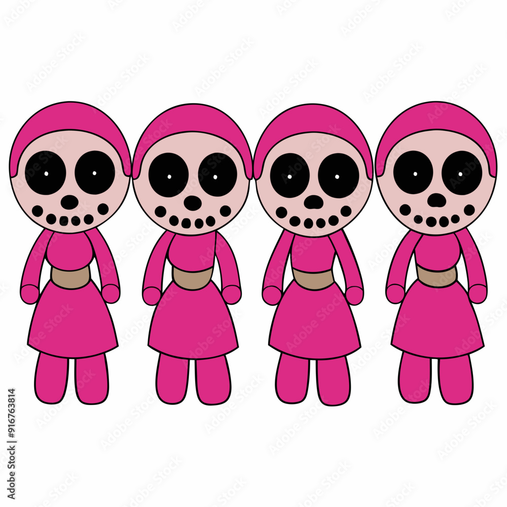 4 set Catrina Skeletons art vector illustration 4 set Catrina Skeletons art vector illustration