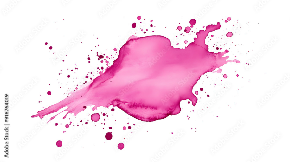 Pink watercolor splatter stain isolated on white background Pink watercolor splatter stain isolated on white background