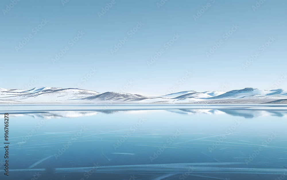 Snow-capped mountains and lakes under the blue sky Snow-capped mountains and lakes under the blue sky
