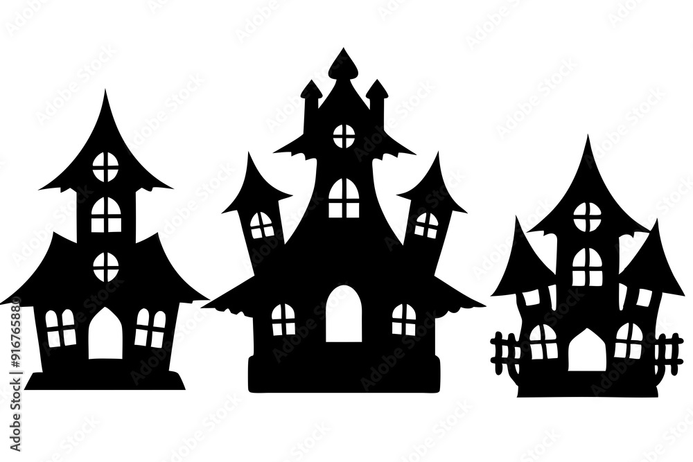 Silhouette vector design of a scary halloween house Silhouette vector design of a scary halloween house