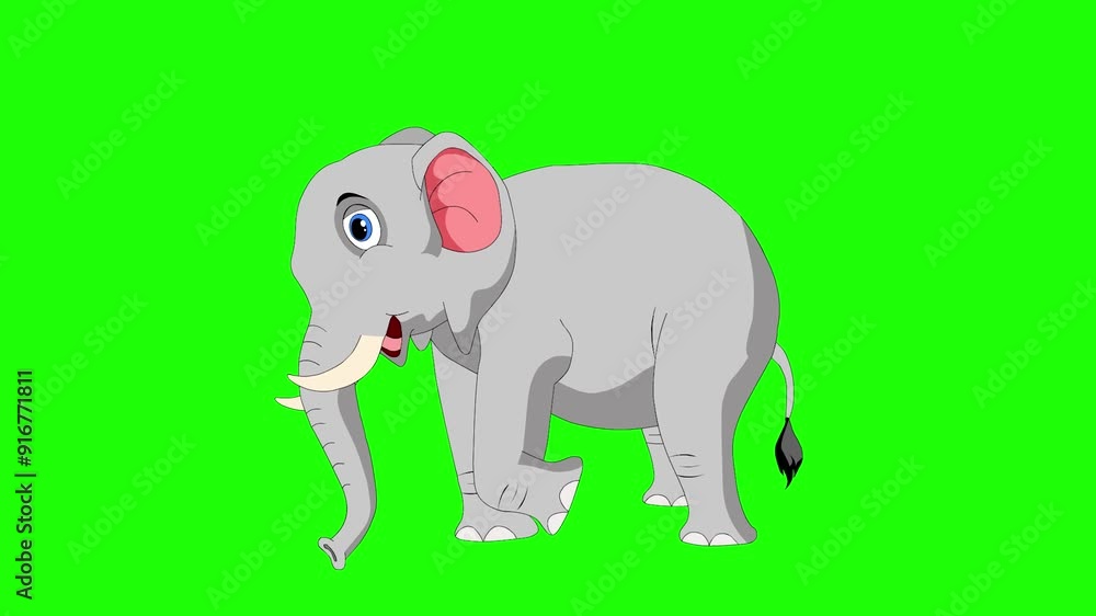 Cartoon Elephant Walking Animation On Green Screen Cartoon Elephant Walking Animation On Green Screen